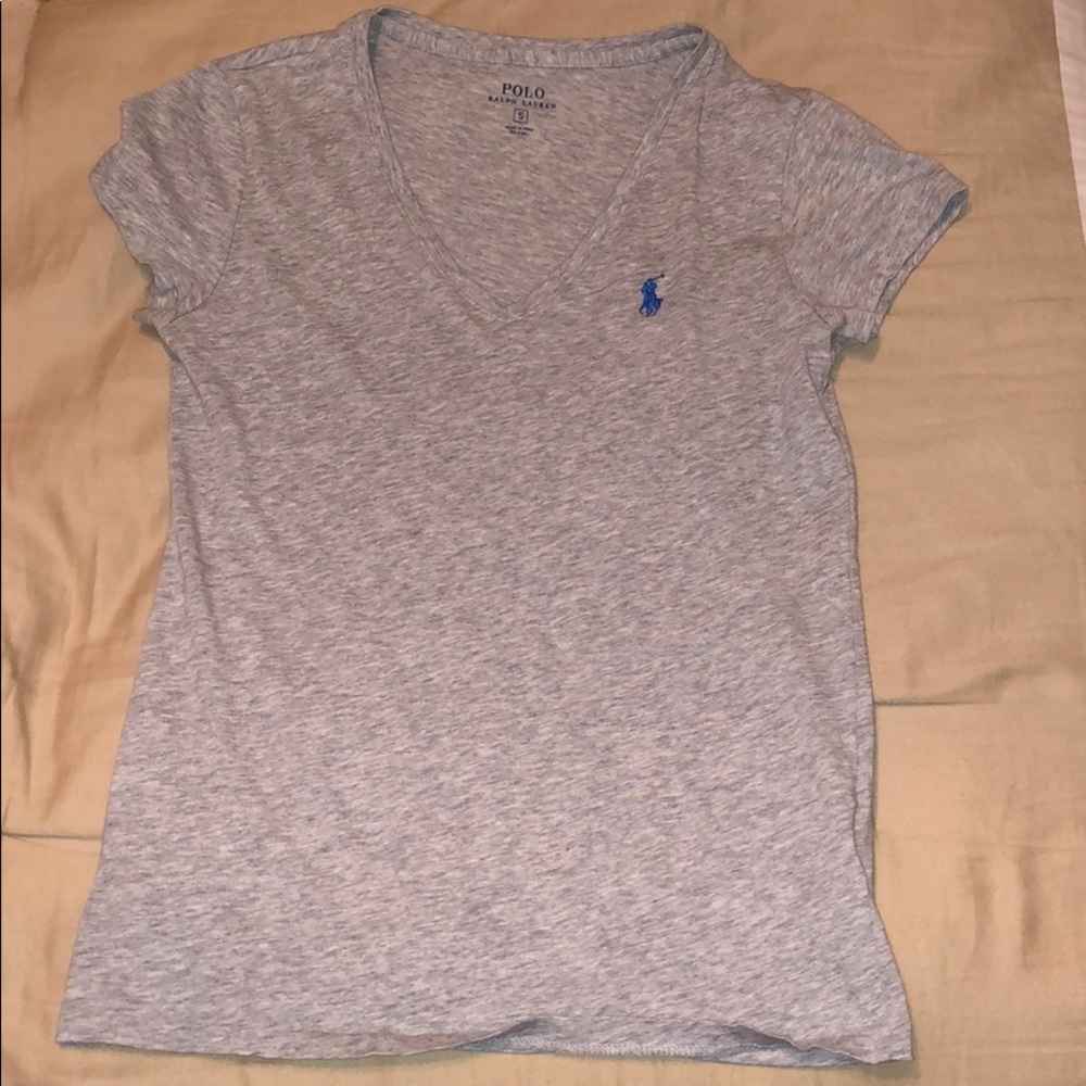 Gray polo V-neck t-shirt